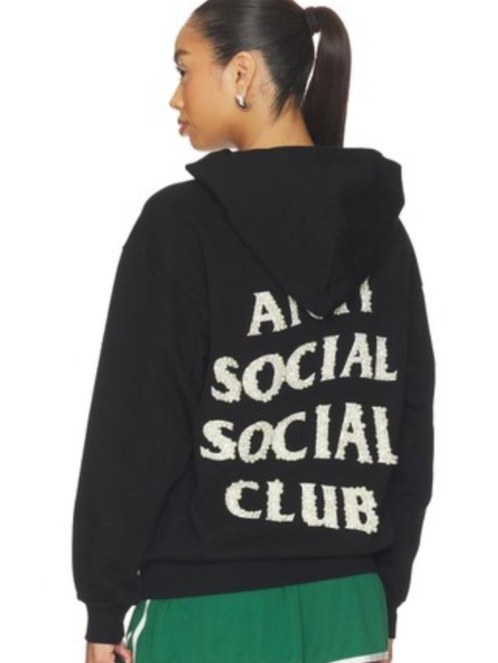 New ANTI SOCIAL SOCIAL CLUB Women's Black Clutching Pearls Hoodie